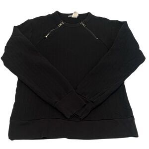 Andrew Christian size small black quilted zipper detail long sleeve top EUC